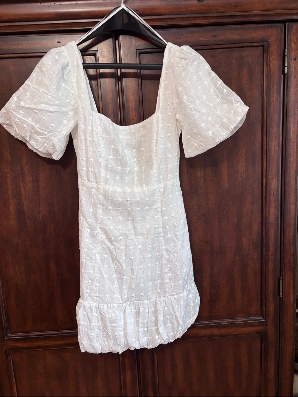 Lulu's White Eyelet Puff-Sleeve Square-Neck Mini Dress